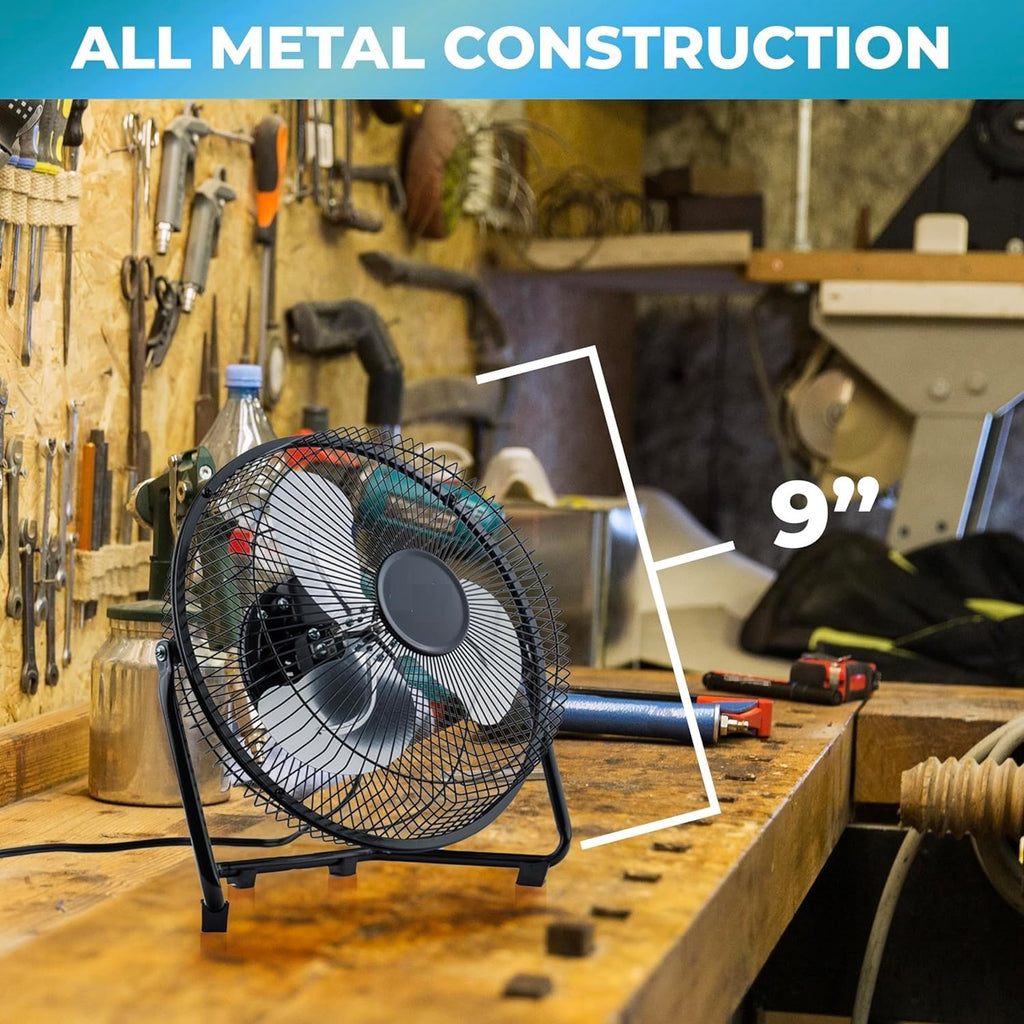 9" 3 Speed Electric Metal Floor Fan with Carry Handle P866406