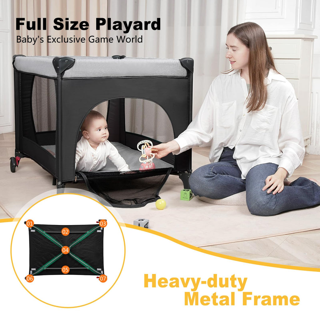 Black Baby Bassinet Playpen D420