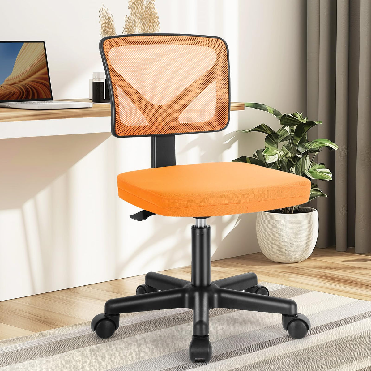 Orange Mesh Ergonomic Adjustable Swivel Rolling Office Chair S607