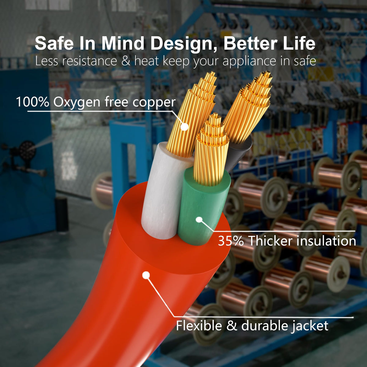 100 FT 16 Gauge Orange Outdoor Extension Cord D2835