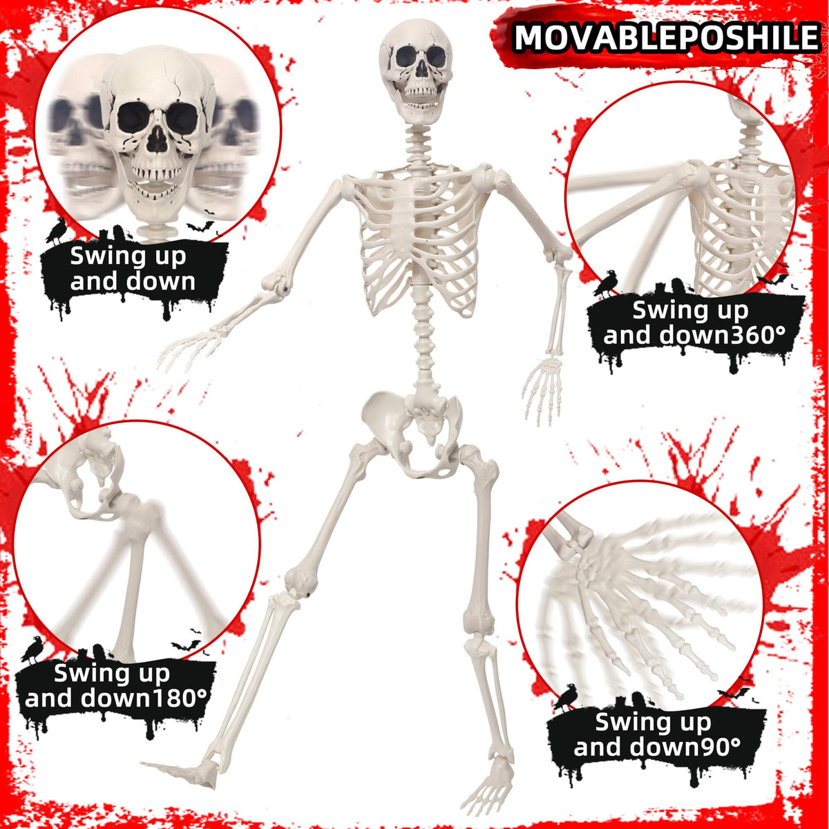 5.4Ft Poseable Skeleton Plastic Human Bones K720846