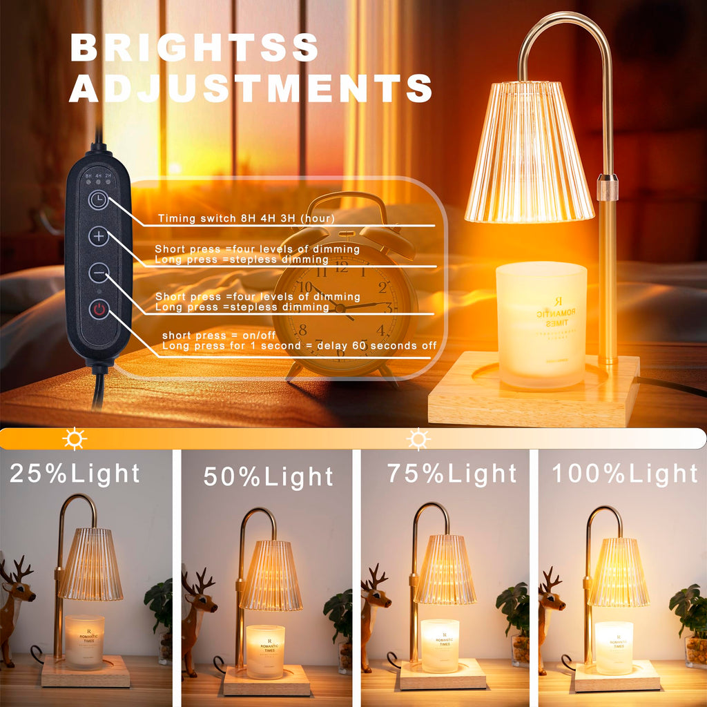 Adjustable Dimmable Electric Candle Warmer Lamp with Timer O5374
