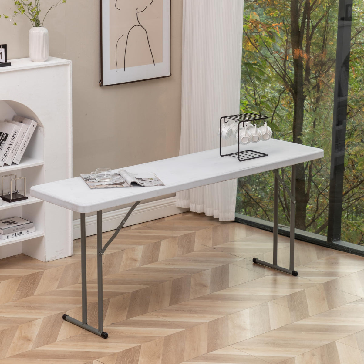 White Plastic Folding Table Set of 2 W2930