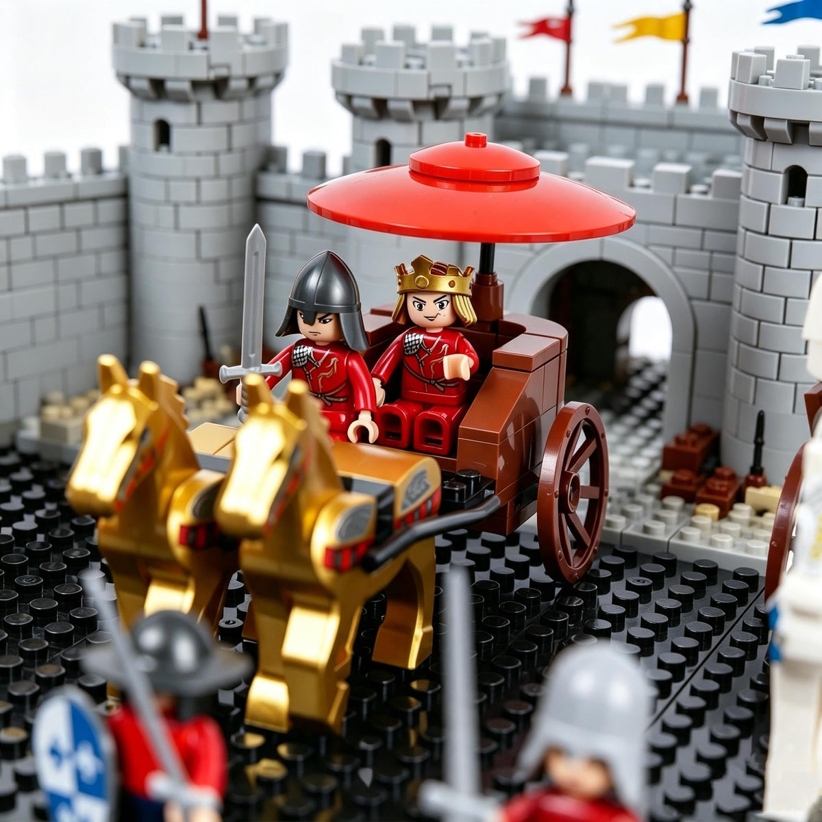 Medieval War Chariot Building Block Set with 12 Minifigures I83421