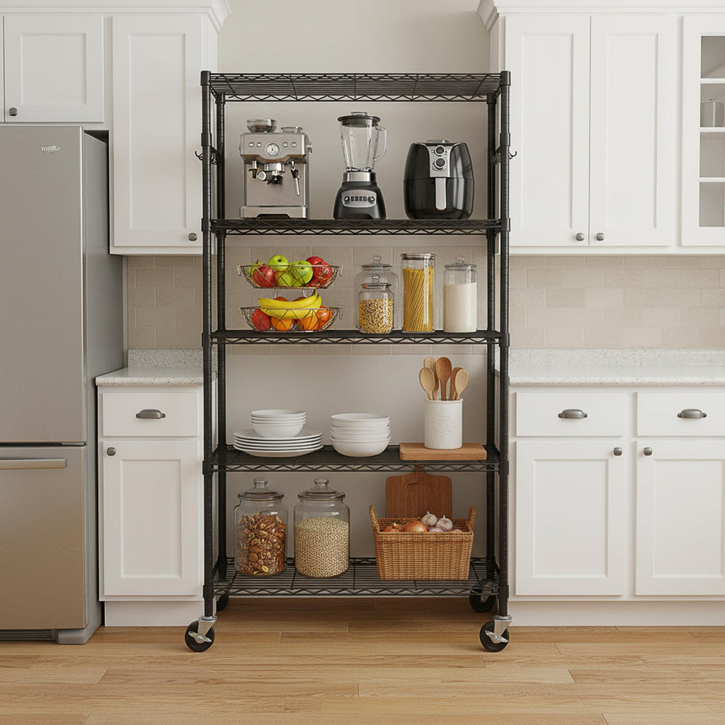 5-Tier Rolling Metal Wire Shelving Unit V88501