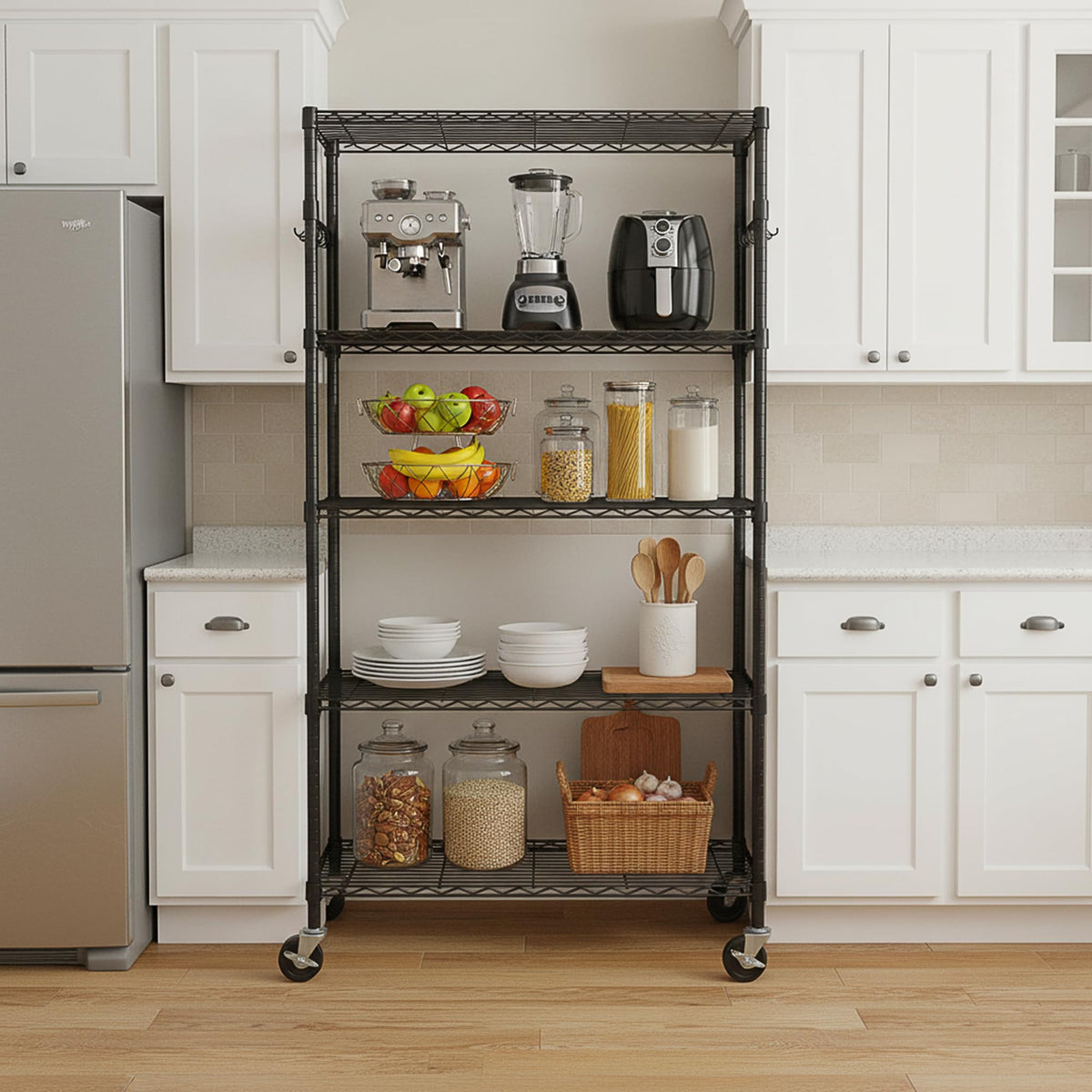 5-Tier Rolling Metal Wire Shelving Unit V88501