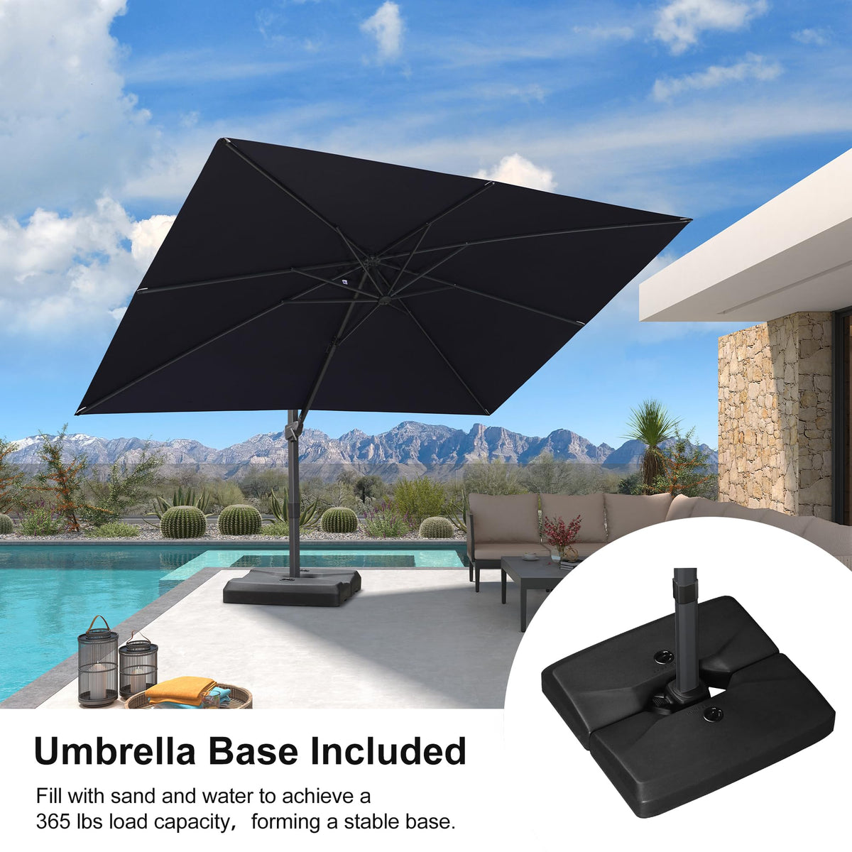 Navy Blue Cantilever Umbrella with Base L185187