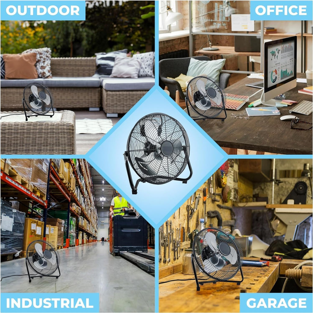 9" 3 Speed Electric Metal Floor Fan with Carry Handle P866406