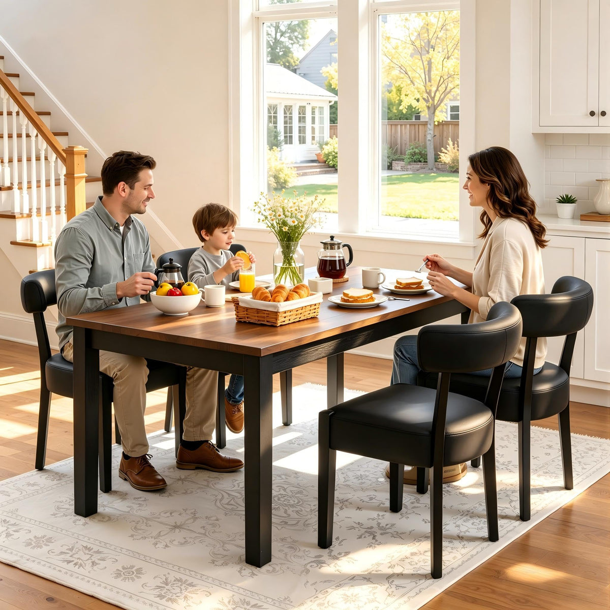 Black Faux Leather Dining Chairs Set of 4 O9652