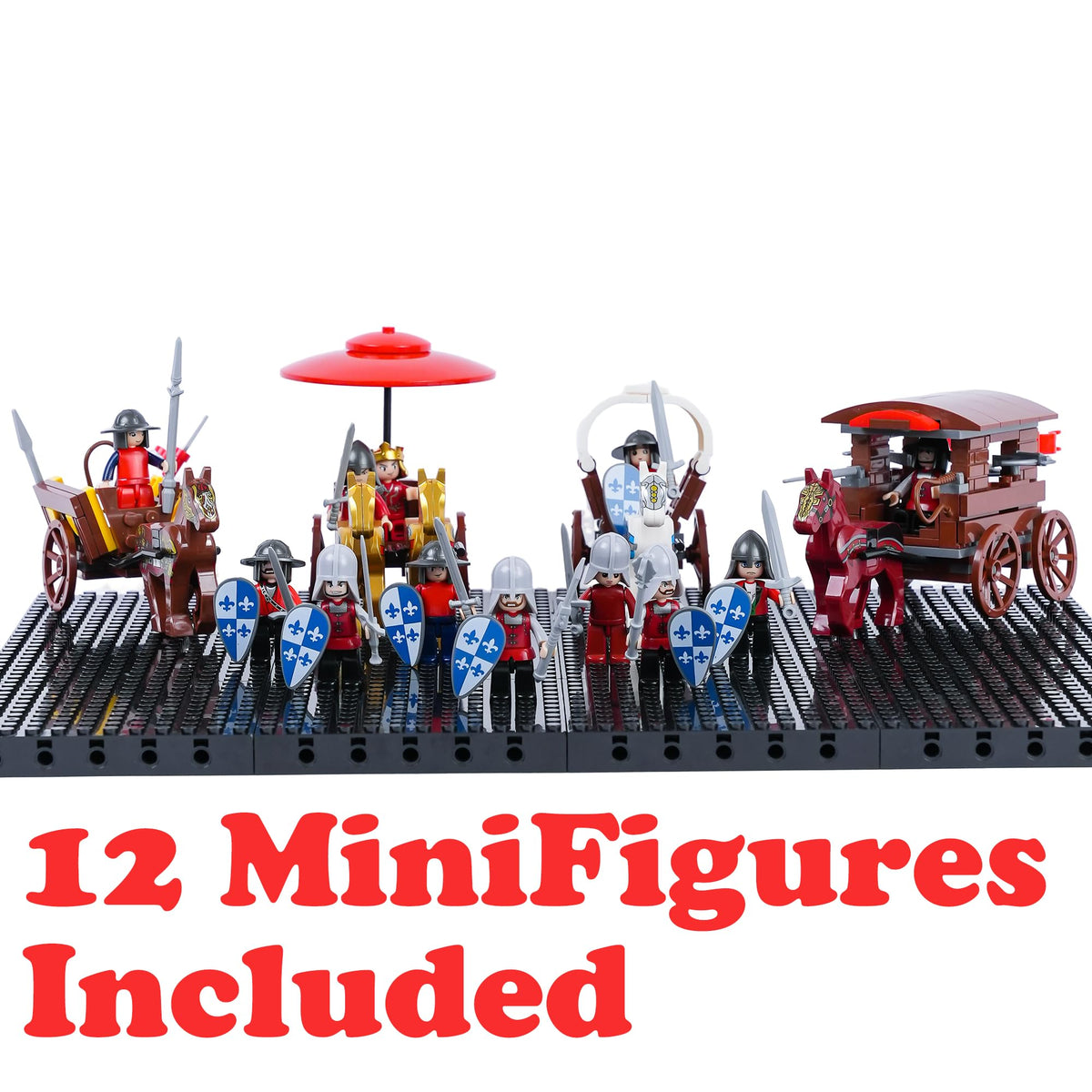 Medieval War Chariot Building Block Set with 12 Minifigures I83421