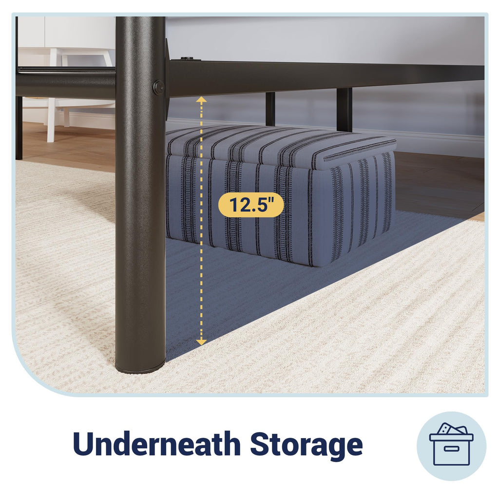 Full Size Black Metal Bed Frame with Headboard and Footboard G111