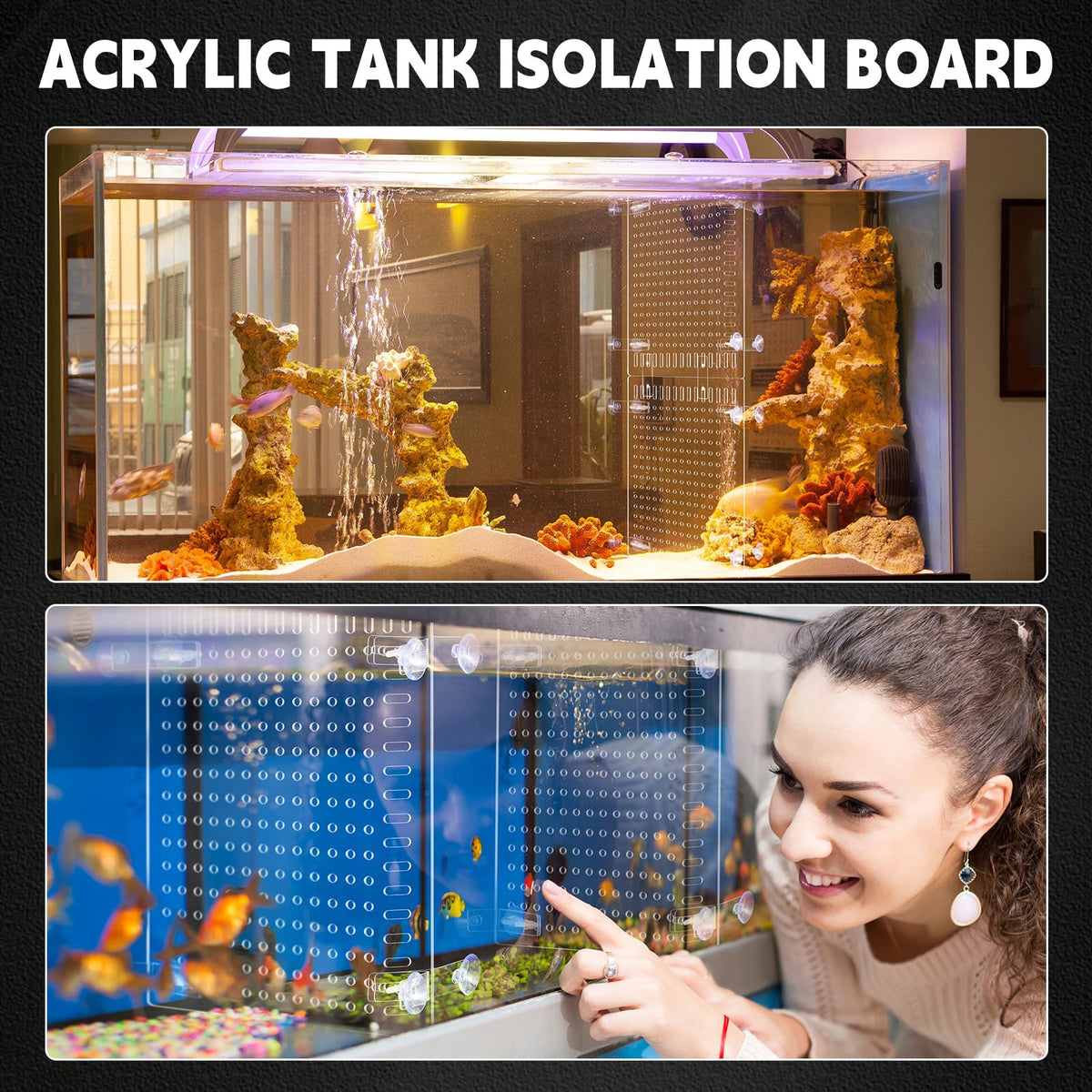 4 Set Acrylic Aquarium Divider Fish Tank Panels P4293