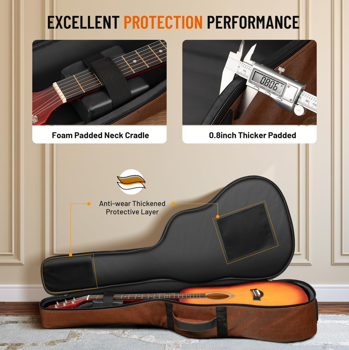 0.8in Thick Padding Waterproof Acoustic Guitar Case M24681