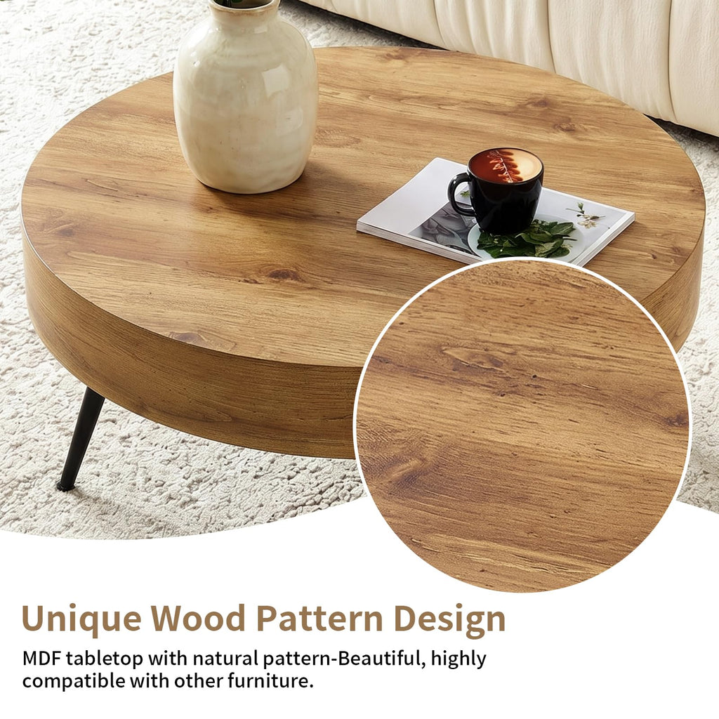 Round Wood Coffee Table with Metal Legs P86231