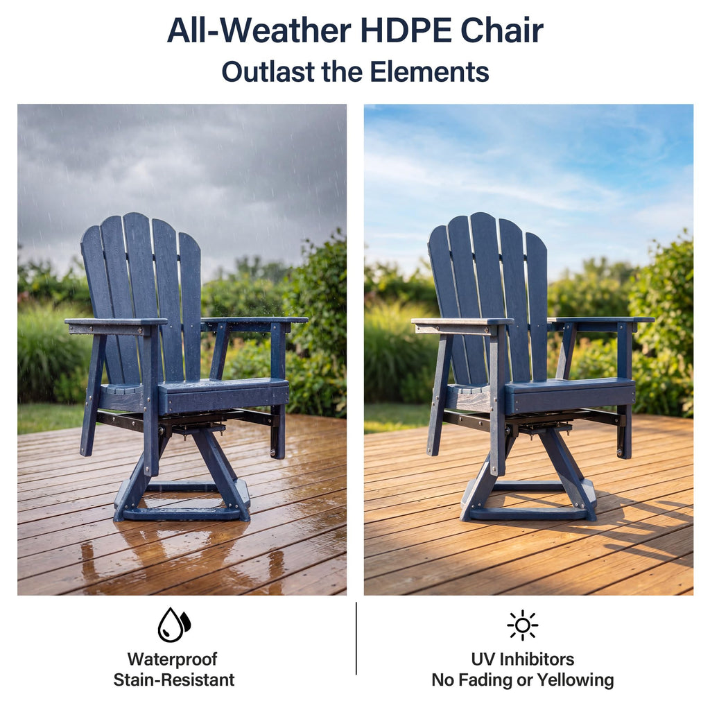 HDPE Swivel Adirondack Chair Set of 2 Navy Blue B30344