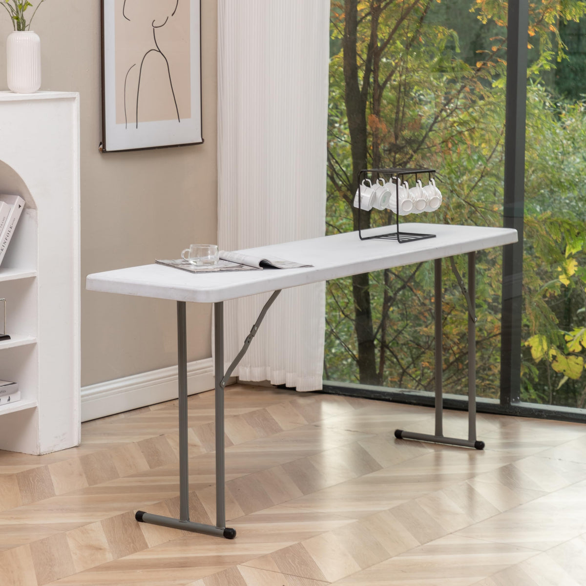 White Plastic Folding Table Set of 2 W2930