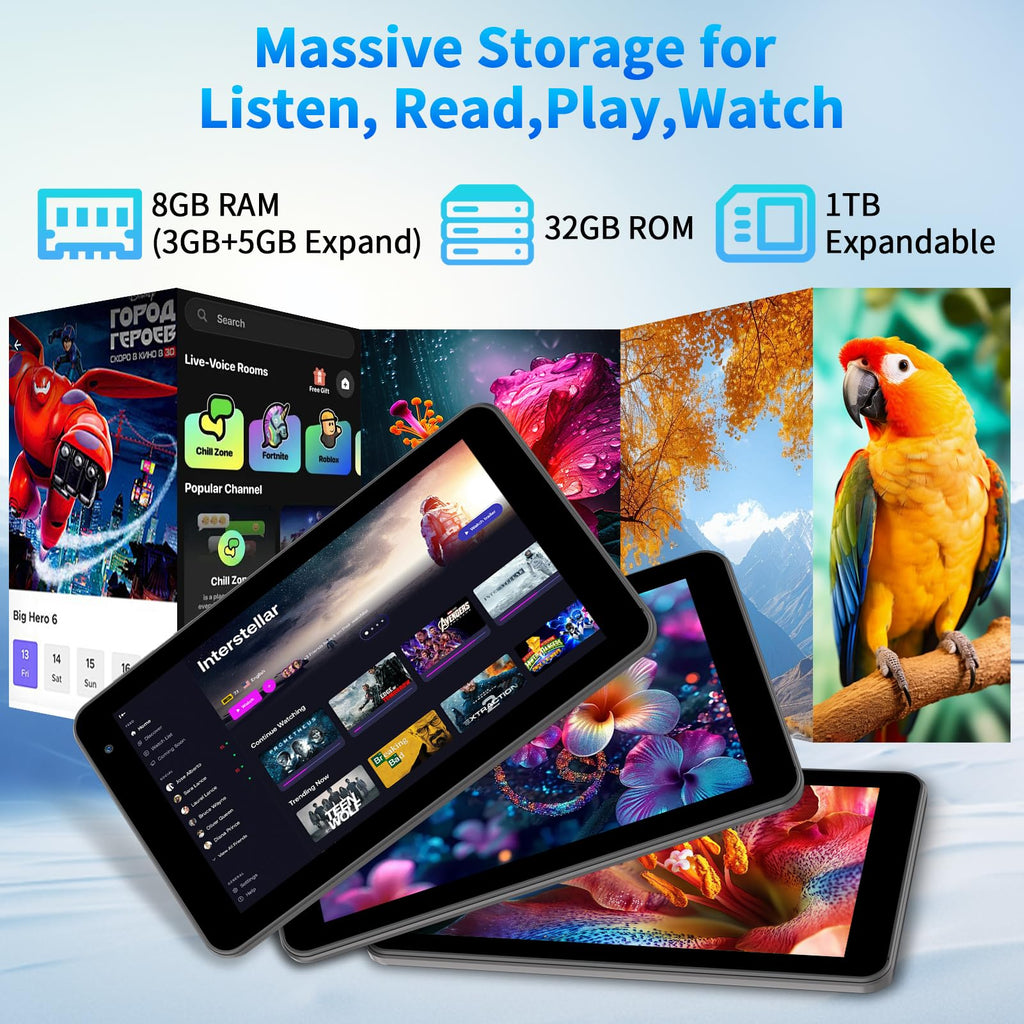 7 Inch Tablet with Case, 32GB+1TB Expand, 5G WiFi, IPS Display (Black) G338421