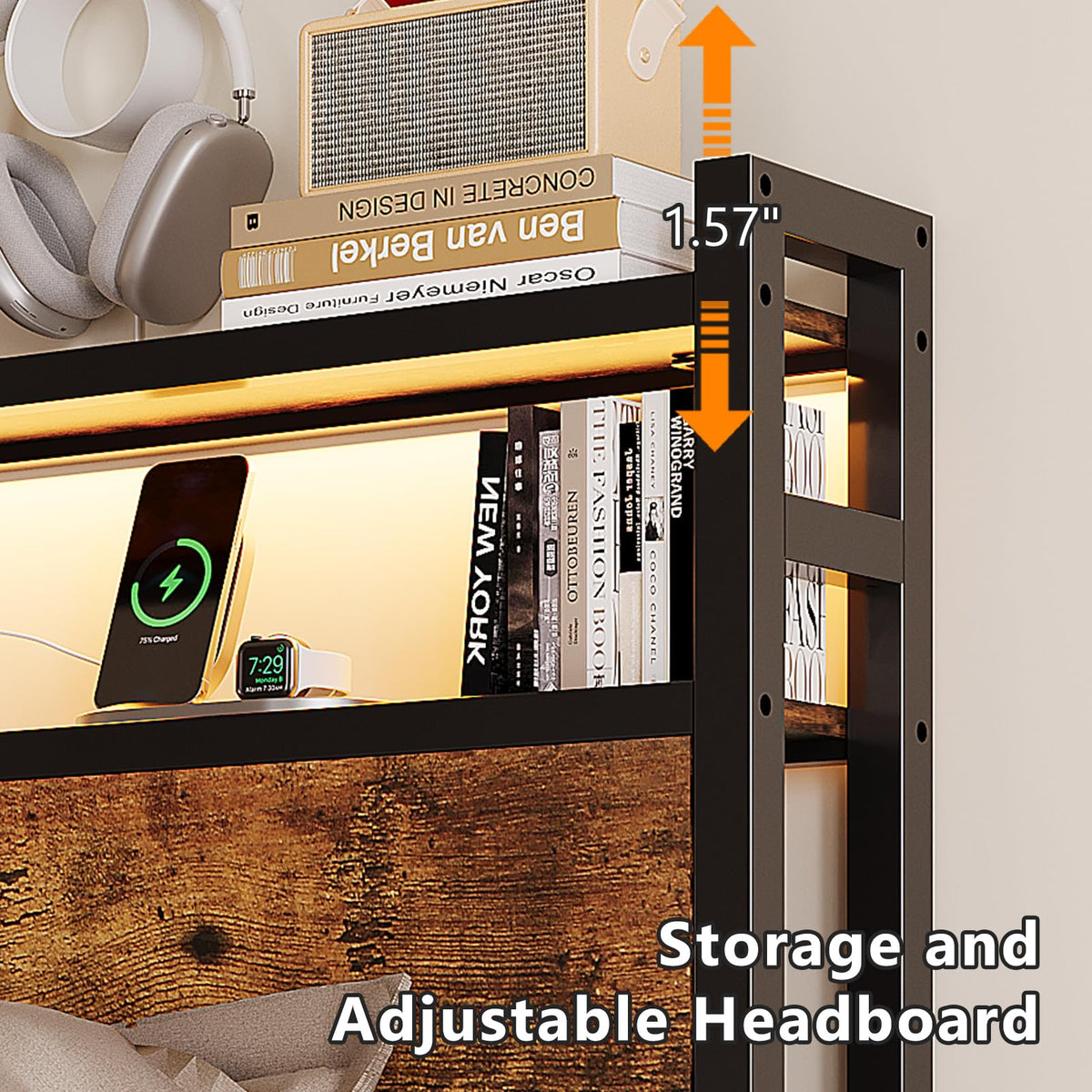 Queen Bed Frame with 4 Storage Drawers and Headboard Q65281