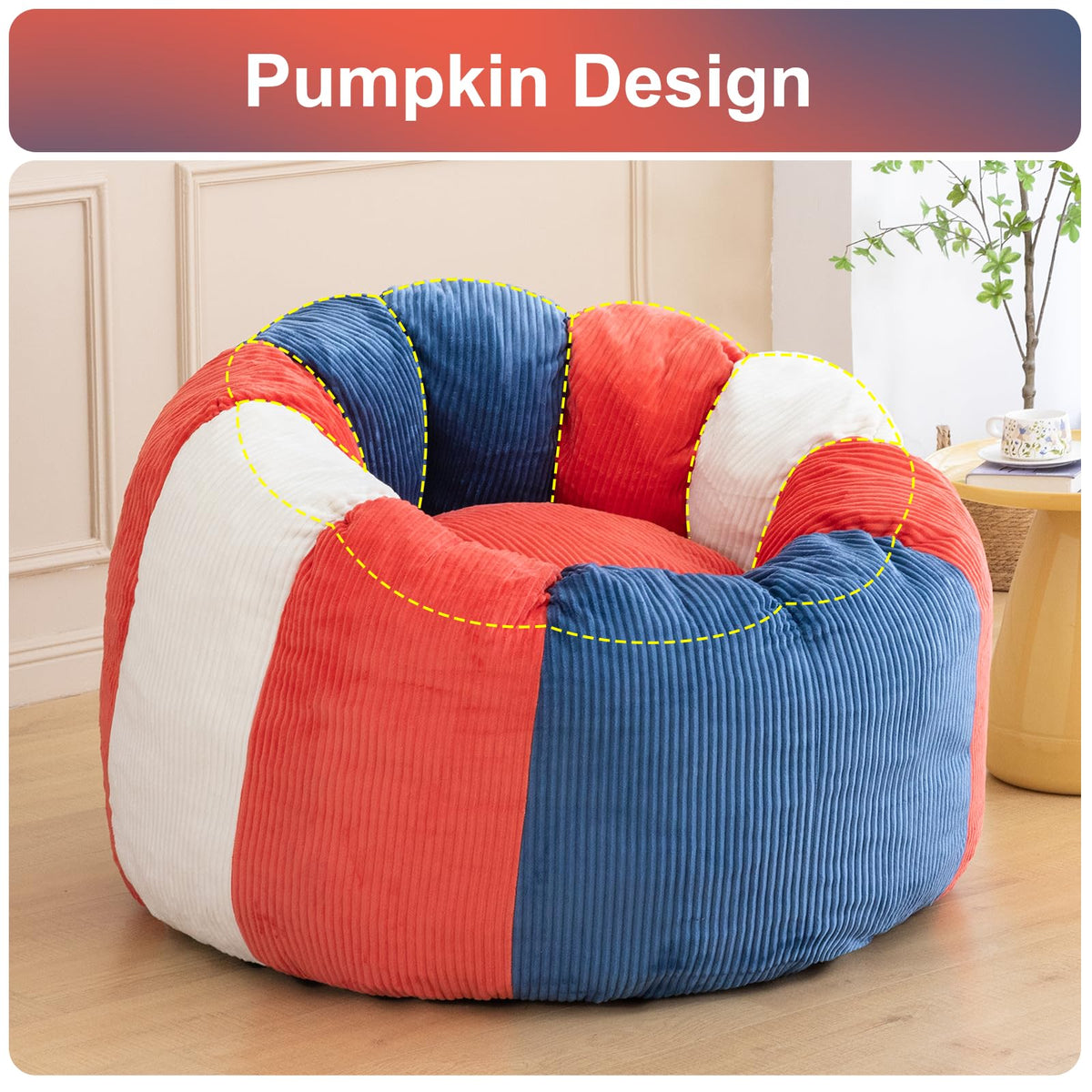 Shredded Foam Bean Bag Chair with Arms D7385