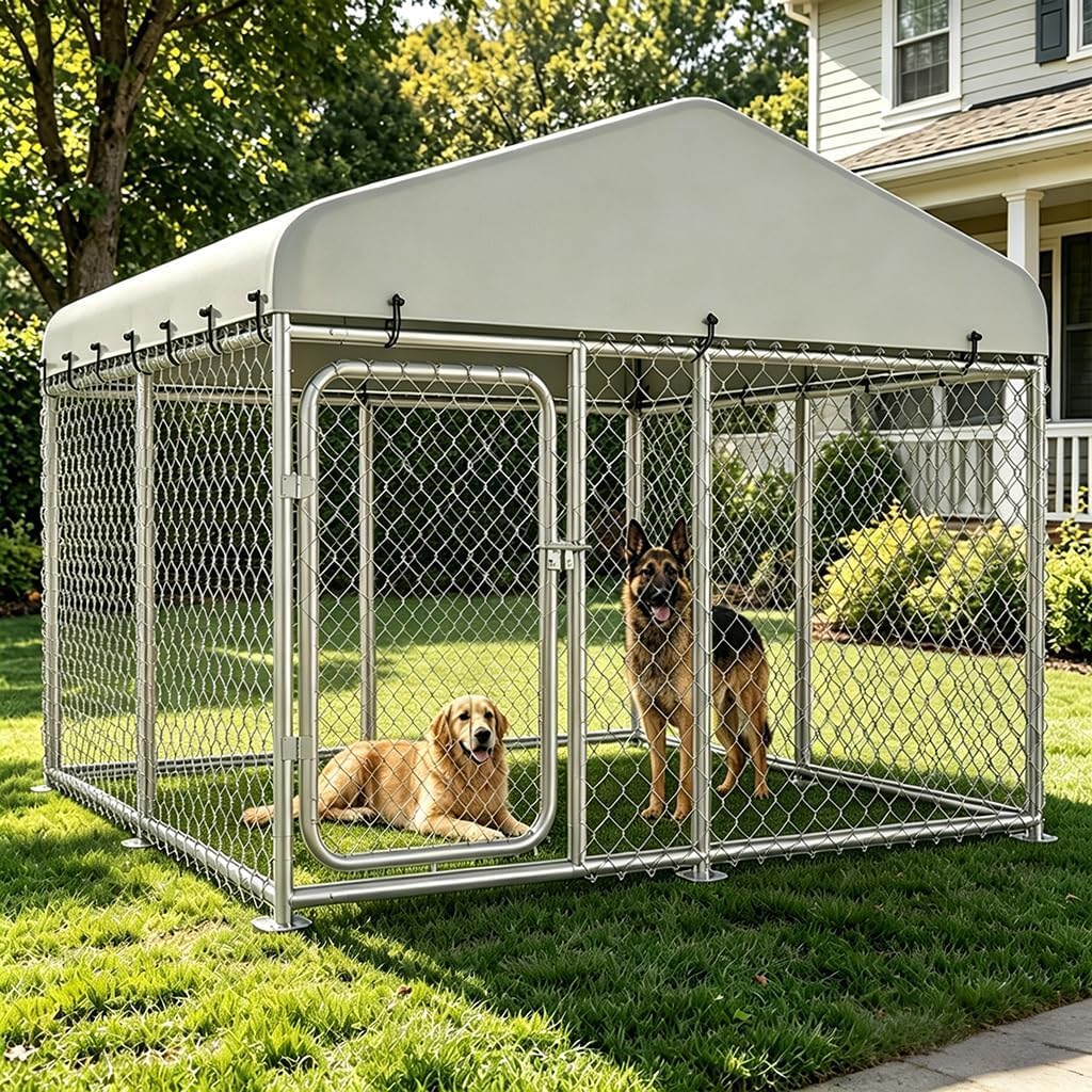 7.5x7.5ft Metal Dog Kennel with Roof V875