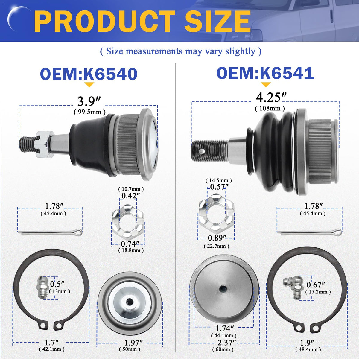Zinc-Nickel Alloy Front Upper & Lower Ball Joints U733512