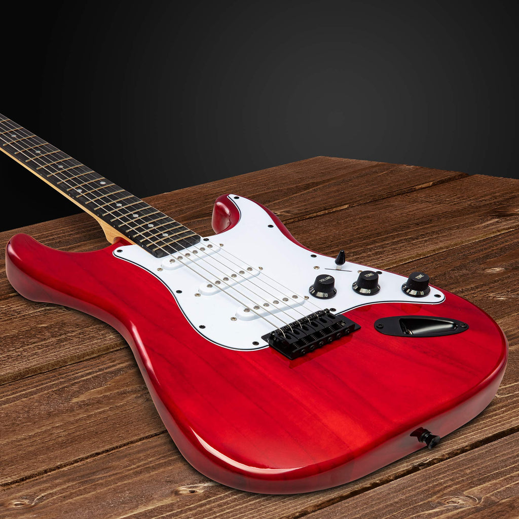 39” Electric Guitar Kit with Amp Cable, 6 Picks, Solid Wood Body, Red Z786005