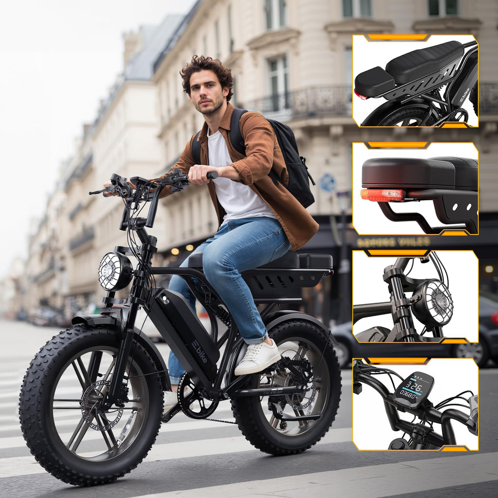 Electric Bike 48V 15Ah Battery 20"x4" Fat Tire M166029