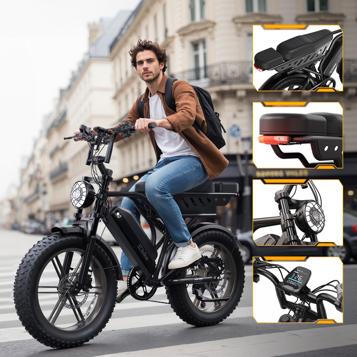 Electric Bike 48V 15Ah Battery 20"x4" Fat Tire M166029