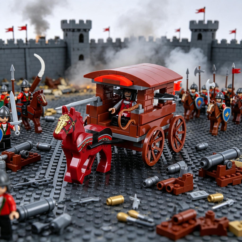 Medieval War Chariot Building Block Set with 12 Minifigures I83421