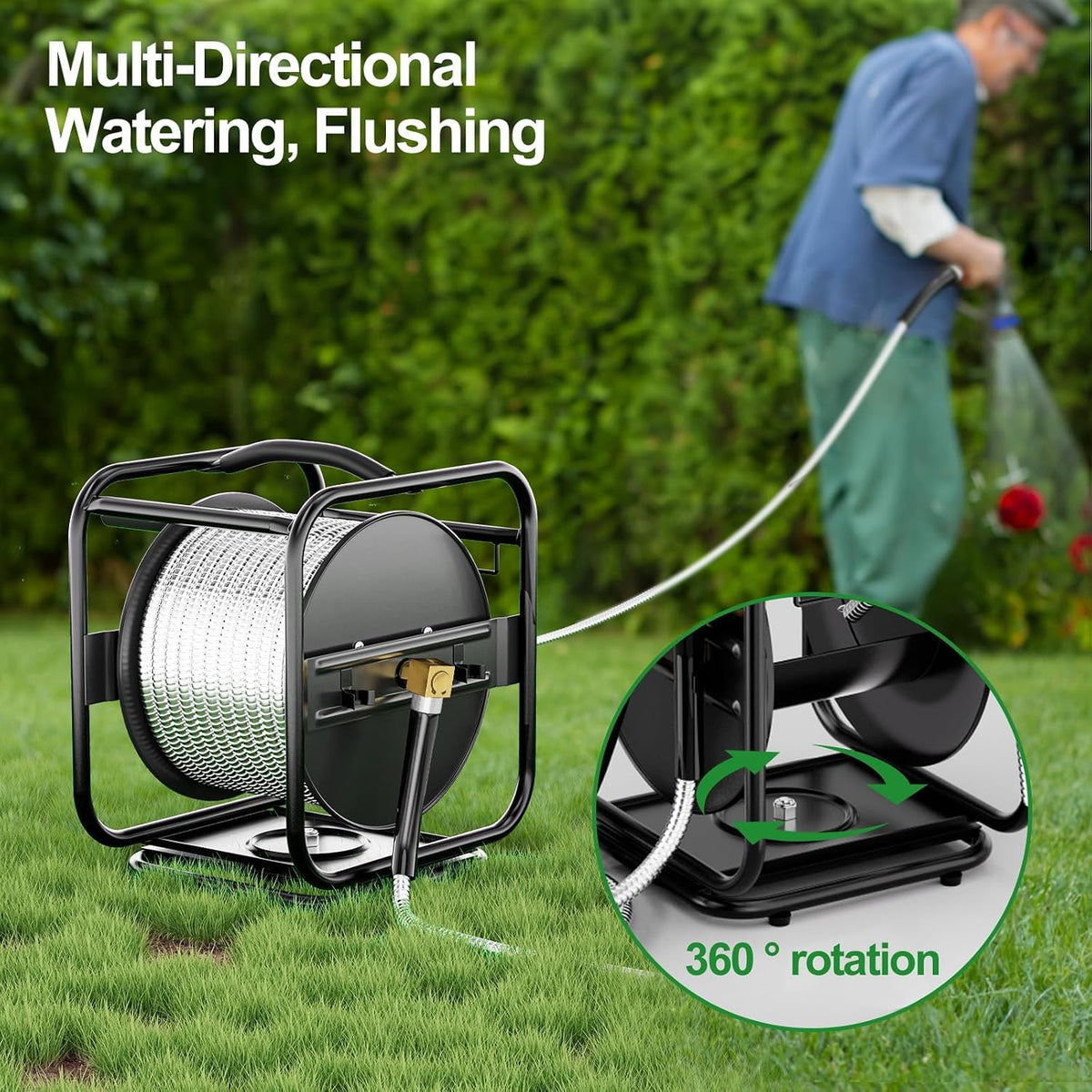 Garden Hose Reel With 100Ft Metal Water Pipe O187