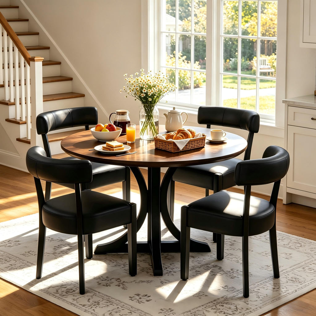 Black Faux Leather Dining Chairs Set of 4 O9652