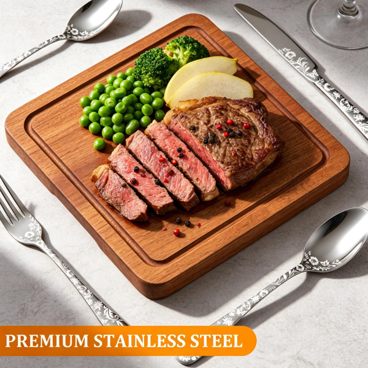 60 Piece Floral Stainless Steel Silverware Set Z353