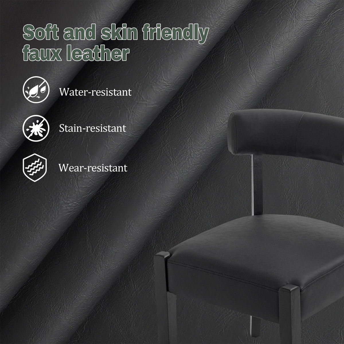 Black Faux Leather Dining Chairs Set of 4 O9652