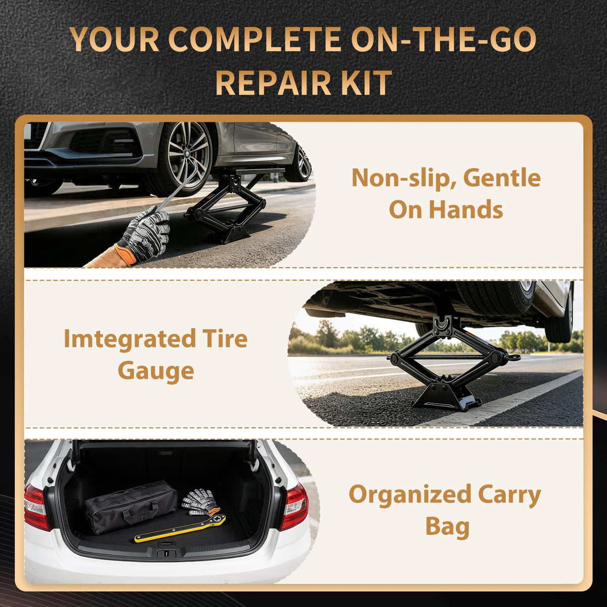 3-Ton Scissor Jack Kit with Ratchet Wrench J705427