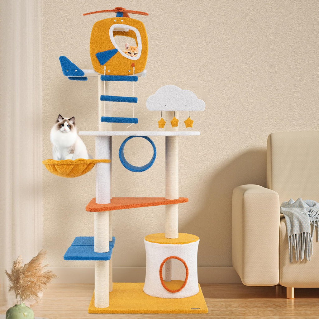 70 inch Multi-Level Cat Tree Tower with Scratching Posts Q478865