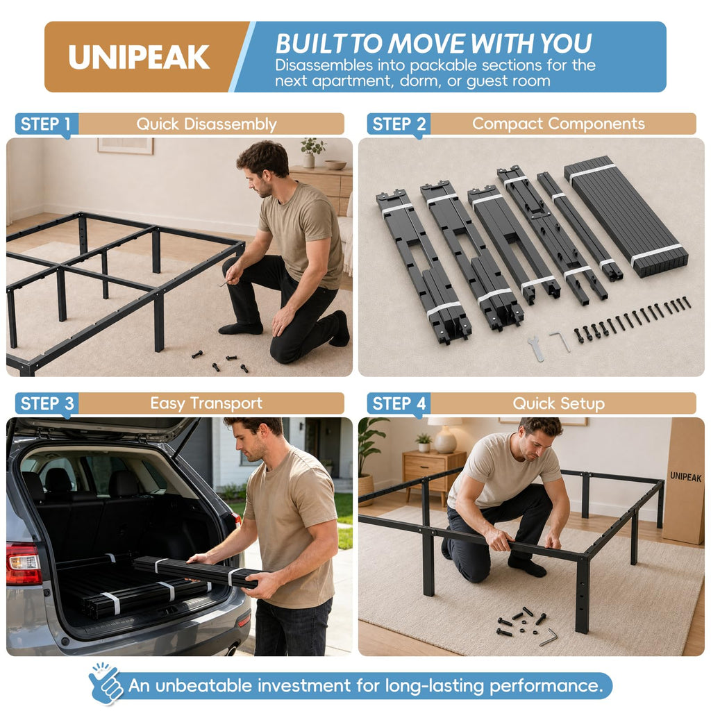 Queen Metal Platform Bed Frame with Storage O4677
