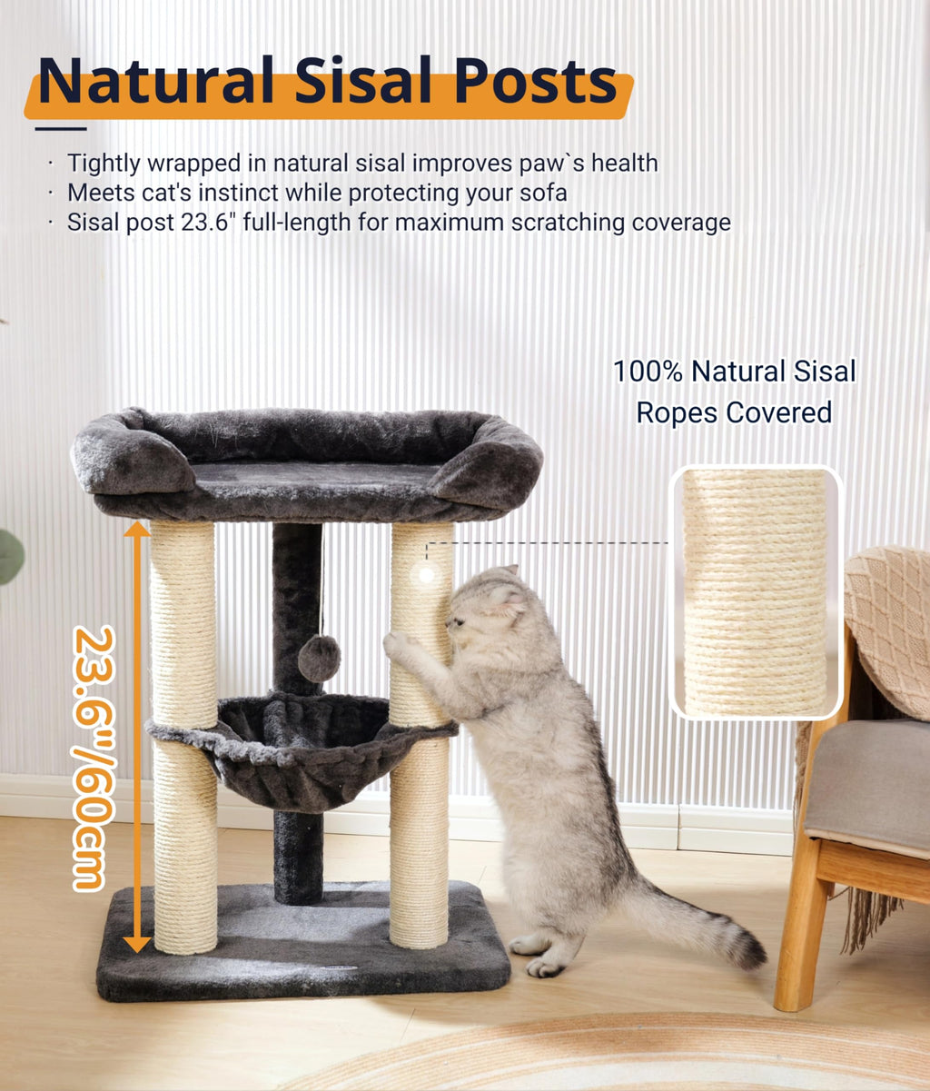 28" Cat Tree with Hammock and Removable Cover V681314