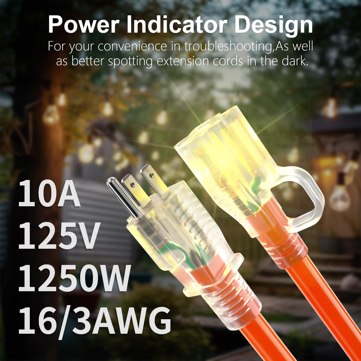 100 FT 16 Gauge Orange Outdoor Extension Cord D2835