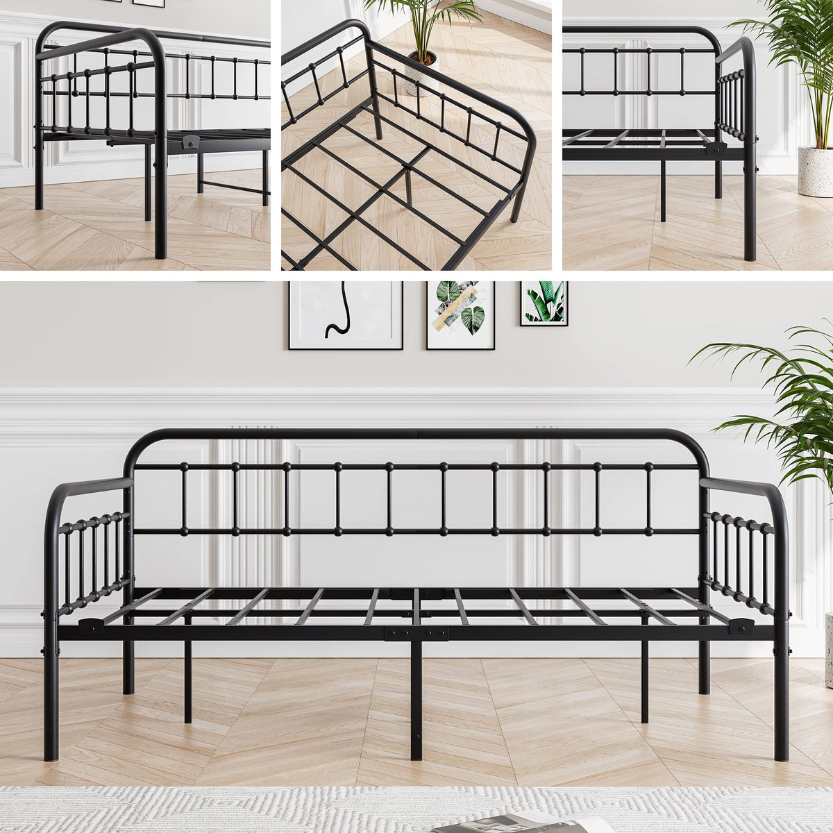 Black Twin Size Metal Daybed Frame M8138