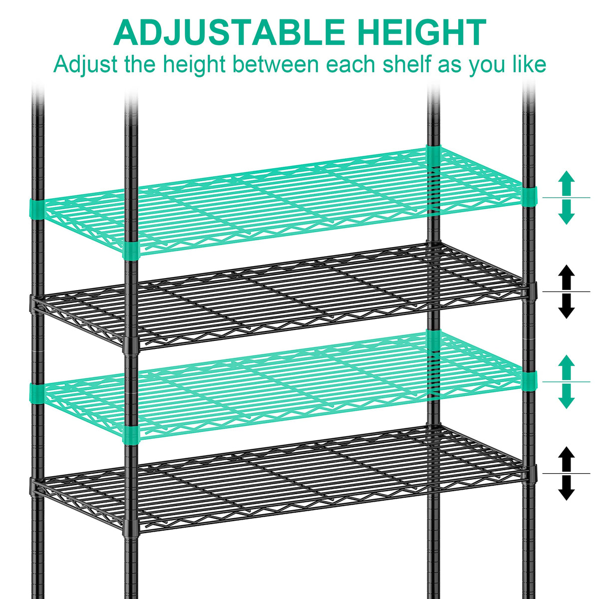 5-Tier Rolling Metal Wire Shelving Unit V88501