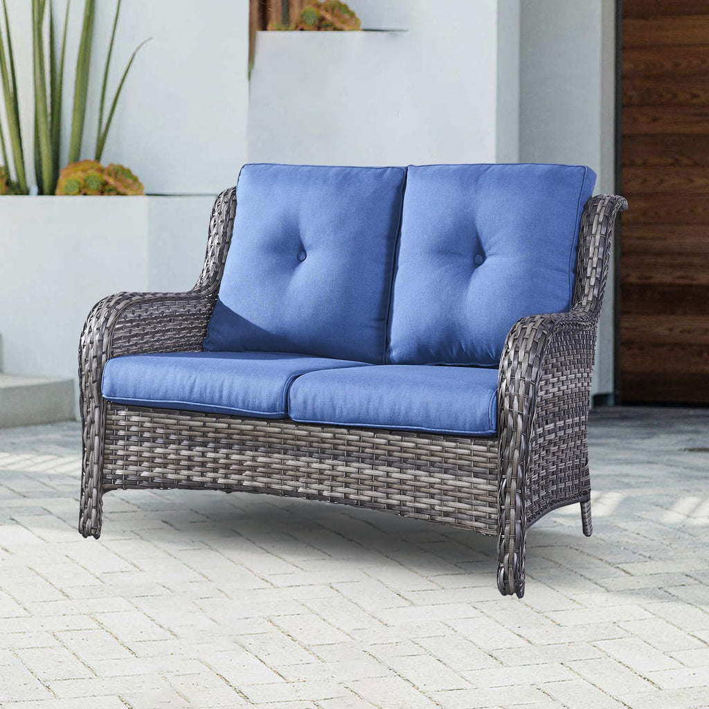 2-Seater Wicker Patio Sofa with Cushions Y545351