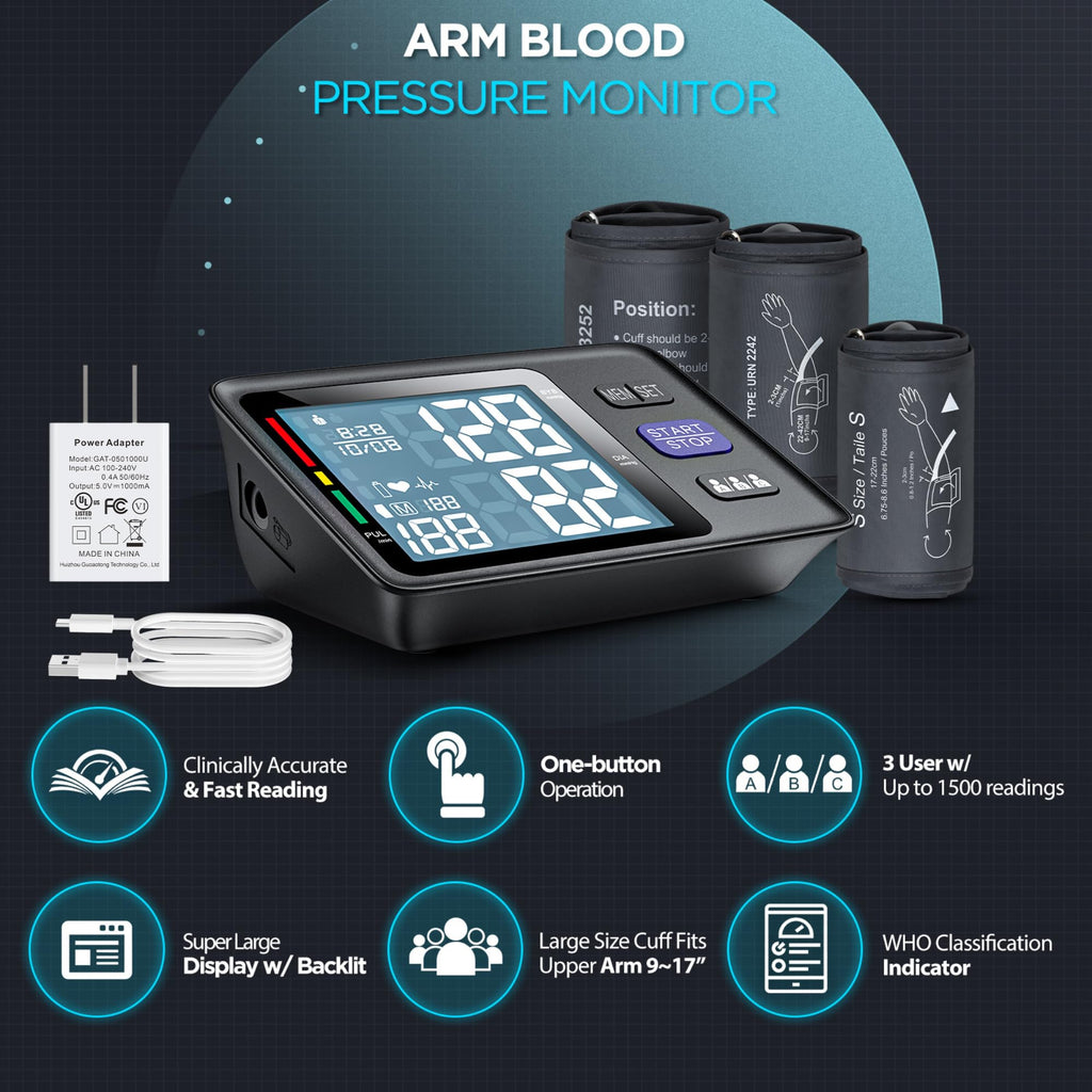 Automatic Upper Arm Blood Pressure Monitor, 3 Cuffs W765842