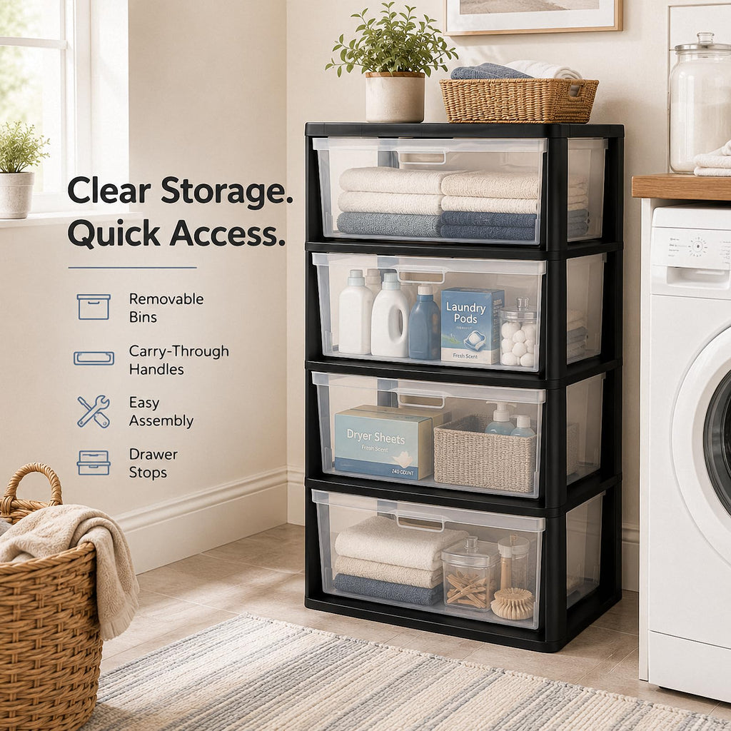 4 Drawer Plastic Storage Tower Organizer Z9802