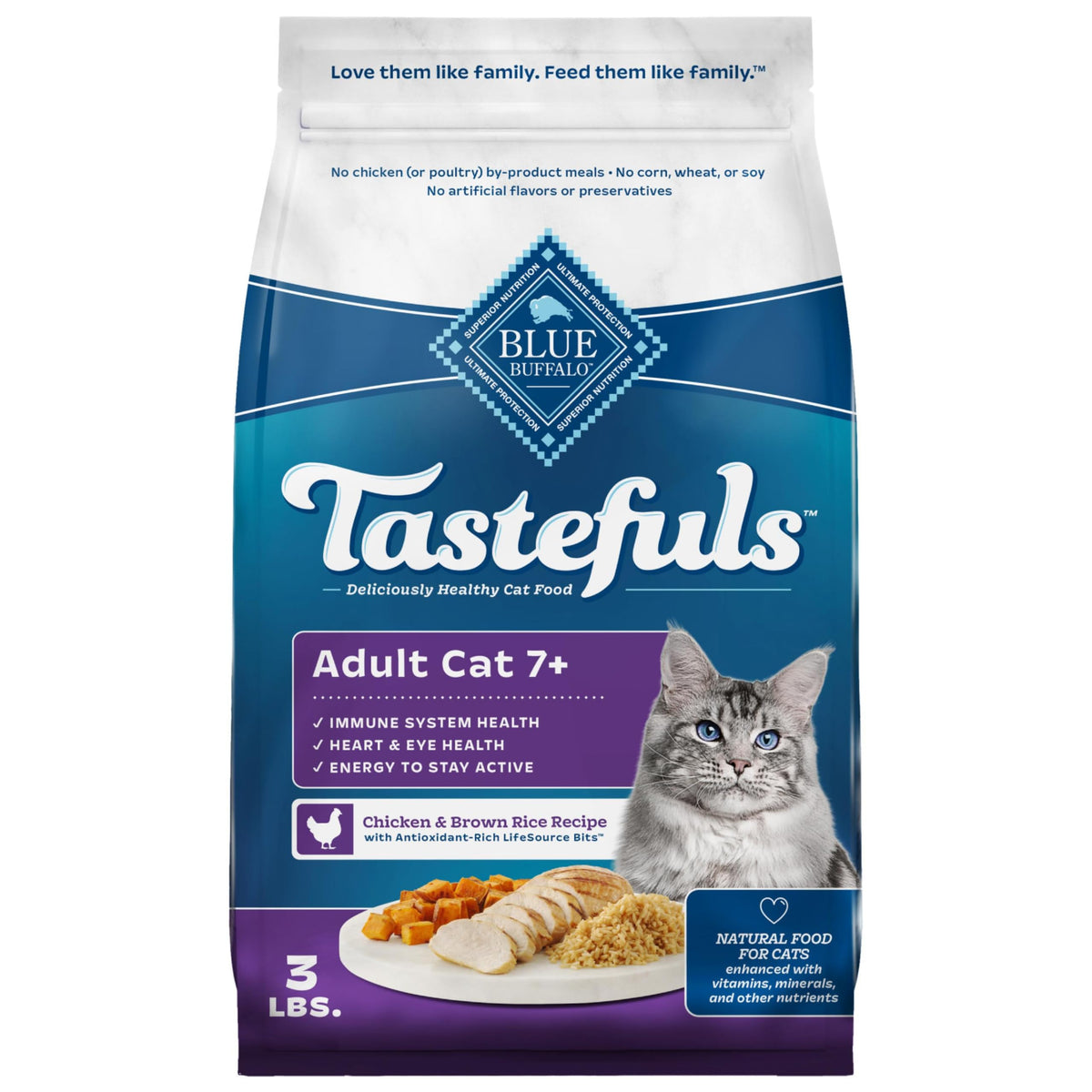 Chicken & Brown Rice Senior Dry Cat Food, 3 lb F981205
