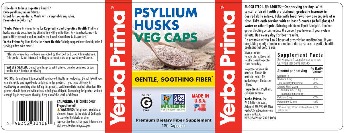Psyllium Husks 180 Veg Caps B5203