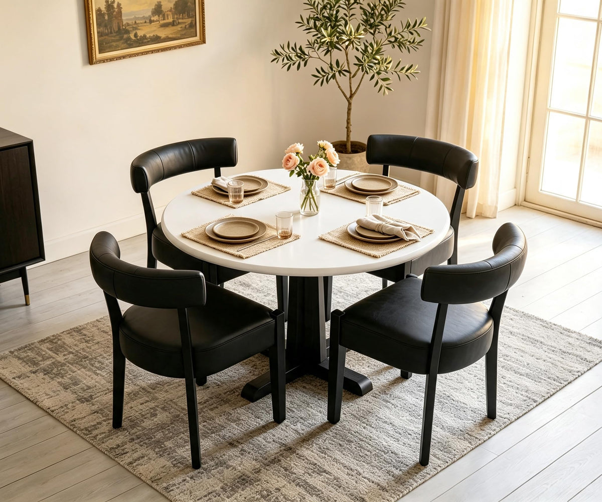 Black Faux Leather Dining Chairs Set of 4 O9652