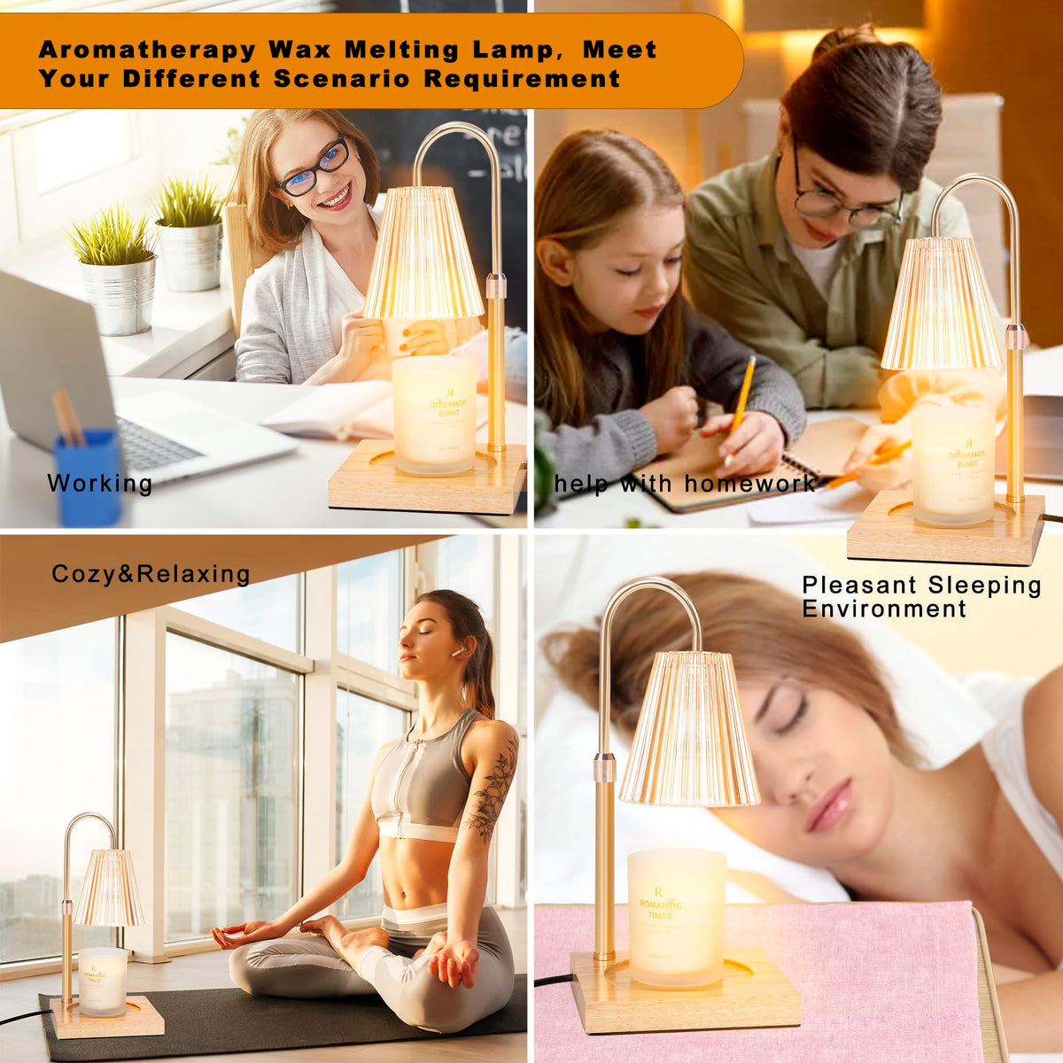 Adjustable Dimmable Electric Candle Warmer Lamp with Timer O5374
