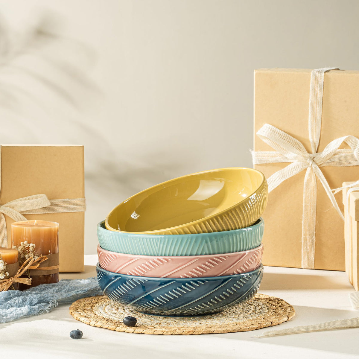8.5Inch 36OZ Ceramic Pasta Bowls Set of 4 R58531