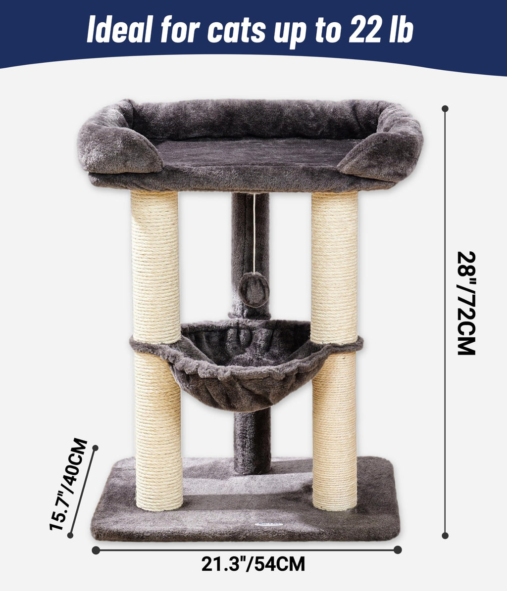 28" Cat Tree with Hammock and Removable Cover V681314
