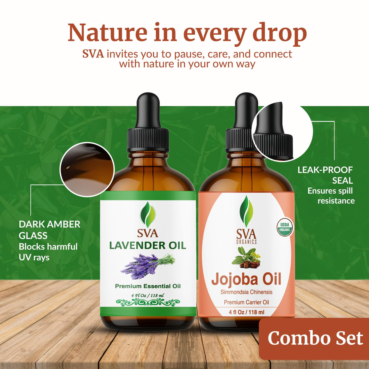 Jojoba Lavender Duo Glass Bottles with Droppers 4 Fl oz L553979